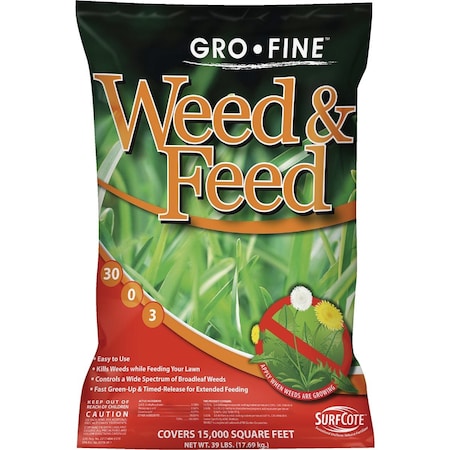Gro-Fine Weed & Feed 39 Lb. 15000 Sq. ' 30-0-3 Lawn Fertilizer with Weed Killer GF23339