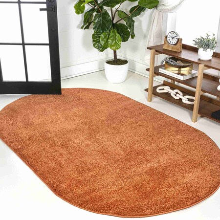 Jonathan Y Haze Solid Low-Pile Orange 4 ft. x 6 ft. Oval Area Rug SEU100M-4OV