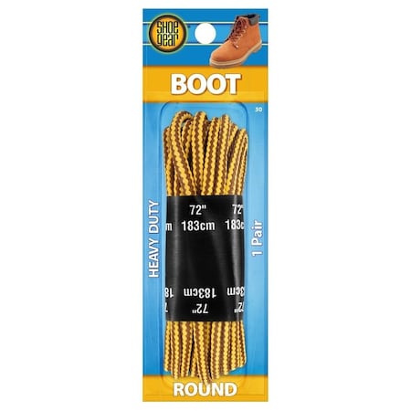 Shoe Gear Boot Lace, Round, Nylon, Brown/Yellow, 72 in L 1N30BRYL72