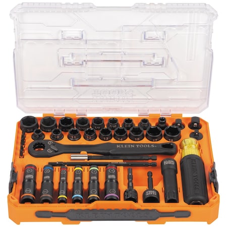 Klein Tools KNECT Complete Impact Pass Through and Flip Socket Set, 39-Piece 65500KNECT