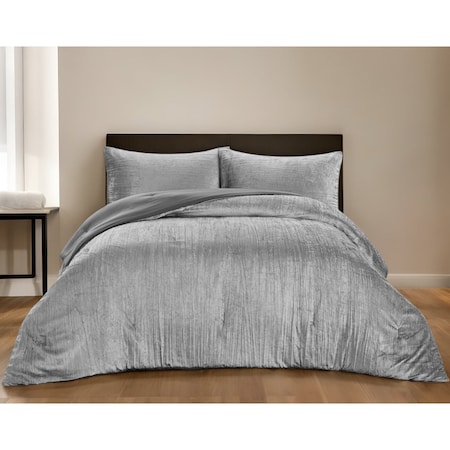 Homeroots Silver Queen Polyester 180 Thread Count Washable Down Comforter Set 528951