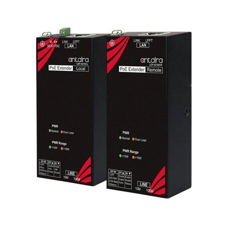 Antaira Industrial IP30 Ethernet Extender, 800 meters 10/100Mbps Ethernet PoE LEP-401M-KIT