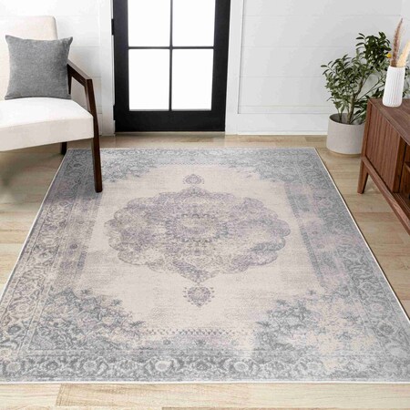 Jonathan Y Rosalia Cottage Medallion Gray/Ivory 3 ft. x 5 ft. Area Rug MDP403C-3