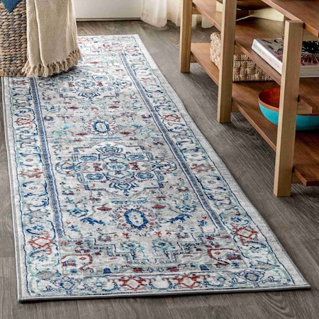 Jonathan Y Modern Persian Vintage Medallion Light Gray/Blue 2 ft. x 8 ft. Runner Rug MDP105A-28