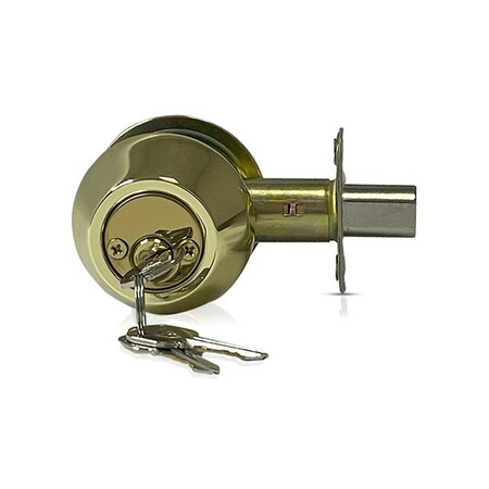 Ecs Hardware Durable Double Cylinder Deadbolt Lock, Polished Brass, Grade 3 SC1/KW1 ECSH-RDB302-PB-SC1