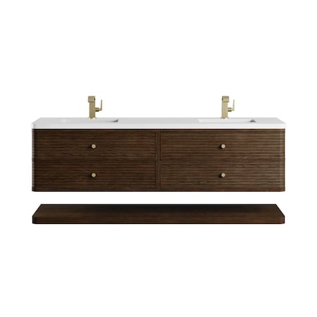 James Martin Vanities Allamari 72" Double Vanity, Sable w/ Single Hole 3 CM White Zeus Silestone Top D640-V72-SBL-3WZ