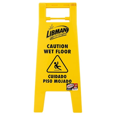 Libman Commercial Caution Wet Floor Sign, Lock Clip, Ylw 1369