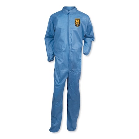 Kleenguard A20 Coveralls, MICROFORCE Barrier SMS Fabric, Zip Front, Elastic Wrists/Ankles, X-Large, Blue, 24PK KCC 58504