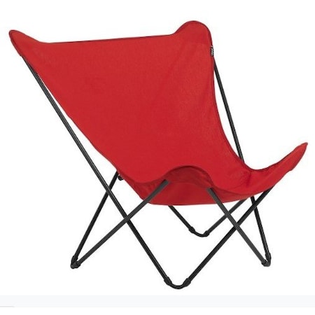 Homeroots 36" Red and Chrome Outdoor Camping Chair 373463