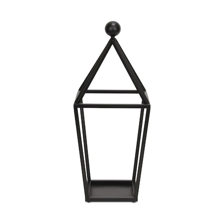 Homeroots 24" Black Geometric Metal Tabletop Lantern Candle Holder 634818
