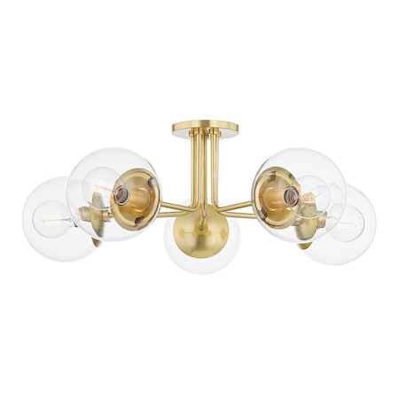 Mitzi Meadow 5 Light Semi Flush 4.75 In. Aged Brass H503605-AGB
