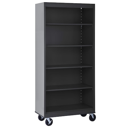 Sandusky Lee 5-Shelf Mobile Bookcase, 78"x36" Black BM40361872-09