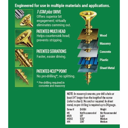 Spax No, 10 x 2'' T20 Plus Flat Head Yellow Zinc, Interior Wood Screw, 107 Ct. 4191020500504