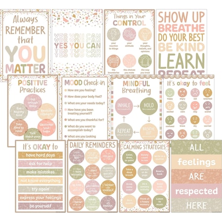 Teacher Created Resources Terrazzo Tones Positive Practices Small Posters, 12-Piece Set 7232