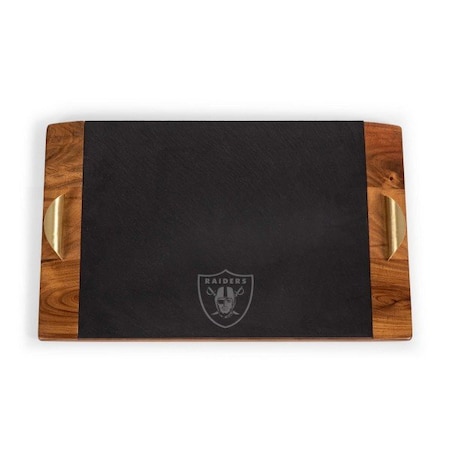 Picnic Time Family Of Brands NFL Las Vegas Raiders - Covina Acacia and Slate Serving Tray 957-07-512-233-2