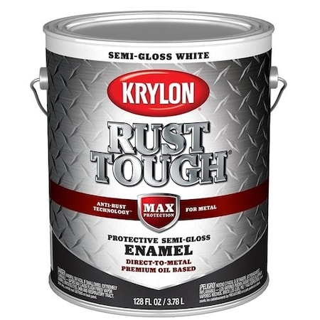 Krylon Rust Tough Oil-Based Semi-Gloss Rust Control Enamel, White, 1 Gal. K09734008