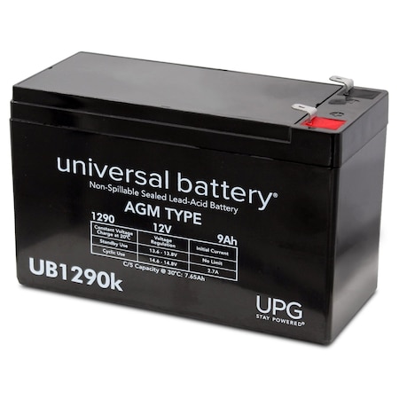 Upg Sealed Lead Acid Battery, 12 V, 9Ah, UB1290, F2 Faston Tab Terminal, AGM Type 40748