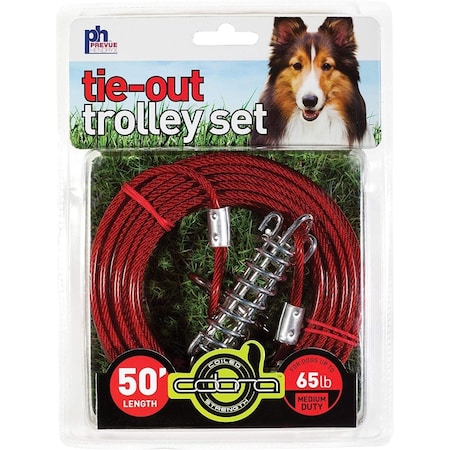 Prevue Pet Products 50 ft. Tie-Out Cable Trolley Set, Red PP-2124