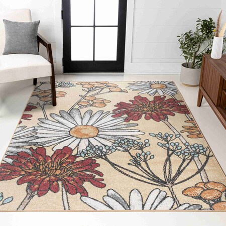 Jonathan Y Dizi Modern Botanical Wildflower Yellow/Ivory/Red 5 ft. x 8 ft. Area Rug CTP203A-5