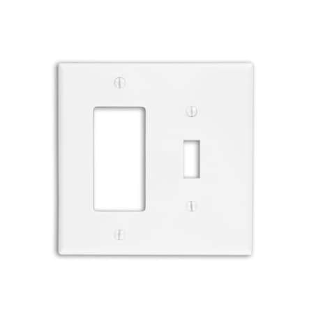 Leviton Combination Wallplate, Midway Size, Gang 2, White PJ126-W
