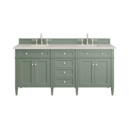 James Martin Vanities Brittany 72" Dbl Vanity, Smokey Celadon, w/ 3 CM Siberian Silestone Top w/FreePower Wireless Charger 650-V72-SC-FSFR