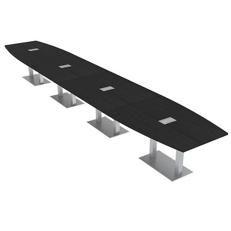 Skutchi Designs Boat Conference Table With Power Unit, 48 in W, 264 in L, Black HAR-BOT-48x264-DOU-U999ST19-ESIL