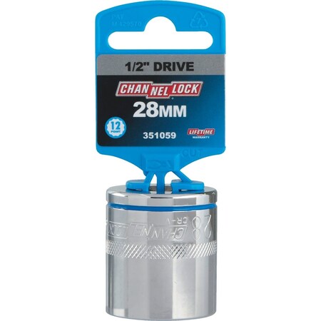 Channellock 1/2'' Drive 28 mm 12-Point Shallow Metric Socket 351059