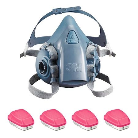 3M Respirator and Filter Combo Kit, 7500, Acid Gas (AG), P100, Bayonet, Size, L 4 Cartridges Included 3PB41-4JG11