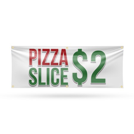 Signmission Pizza Slice $2, 24 Inch x 72 Inch, Vinyl Banner B-72-30806