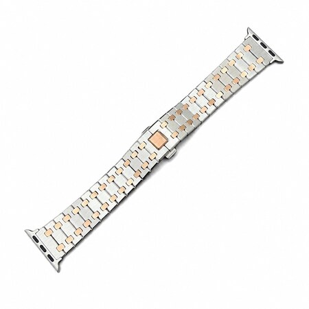 Elegani Octagonal-Style Stainless Steel Replacement Band Compatible with Apple Watch 49mm, Steel & Rose Gold APRO-SRGD-49mm