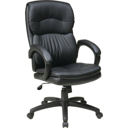 Office Star Exec Chair, Leather, Black, 18-21" Seat Ht EC9230-EC3