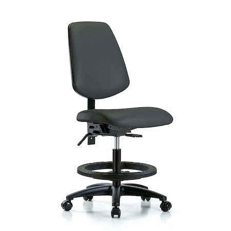 Blue Ridge Ergonomics Medium Bench Chair No Arms, 22" to 29" Height, Vinyl, Charcoal BR-VMBCH-MB-RG-T1-A0-BF-RC-8605