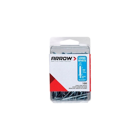 Arrow Rivets, Long, Steel, 1/8 x 1/2-In., 100-Ct. Silver RSL1/8IP