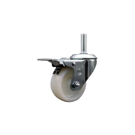 Service Caster 4 Inch Nylon Wheel Swivel 58 Inch Threaded Stem Caster Total Lock Brake SCC SCC-TSTTL20S414-NYS-58212