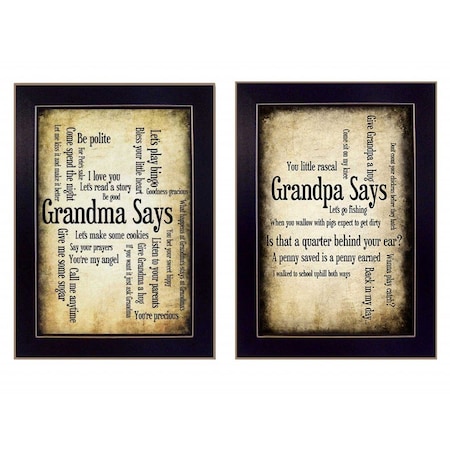 Homeroots Set Of Two Grandparents Black Framed Print Wall Art, 2PK 405681