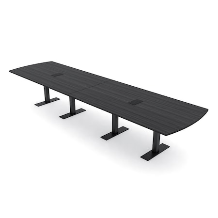 Skutchi Designs 14ft Conference Table W/ Power Unit | 14 Person Modular Arc Rectangle Meeting Table | Harmony Series HAR-AREC-48X168-T.BK-WA7949-EBLK
