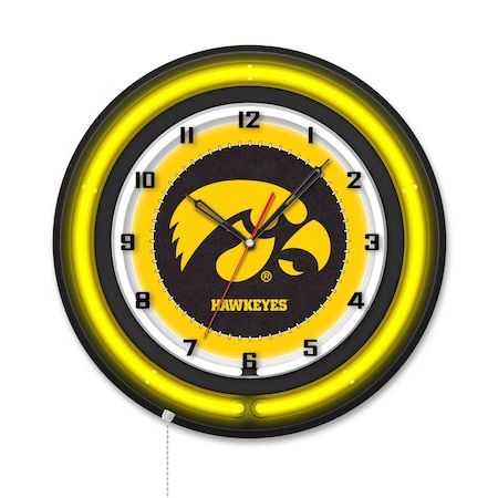 Holland Bar Stool University of Iowa 19 Double Neon Wall Clock Clk19BK