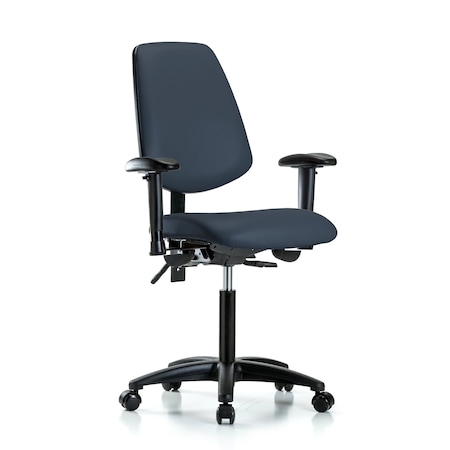 Blue Ridge Ergonomics Medium Bench Chair Adjustable Arms, 22" to 29" Height, Vinyl, Imperial Blue BR-VMBCH-MB-RG-T0-A1-NF-RC-8582