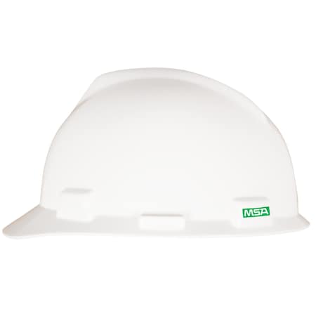 Msa Safety V-Gard GREEN Slotted Cap, Fast-Trac III Suspension, Type I, Class E, White 10150199