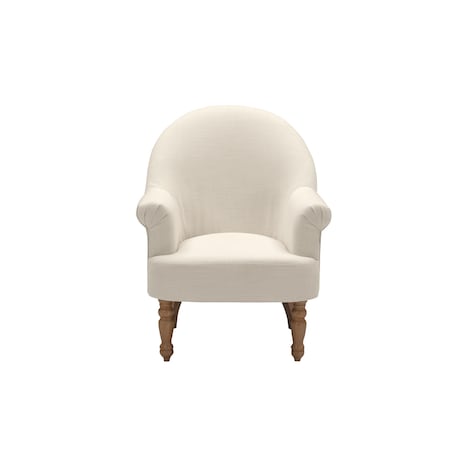Homeroots 33" Cream And Brown Linen Arm Chair 534140