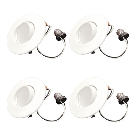 Bulbrite 9w 60w Equivelant 4 in. Downlight w/Gimball LED Light Bulb Medium Base (E26) White Round 2700K, 4PK 861496