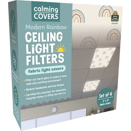 Teacher Created Resources Calming Covers Ceiling Light Filters, 2' x 4', Modern Rainbow, 4PK 20142