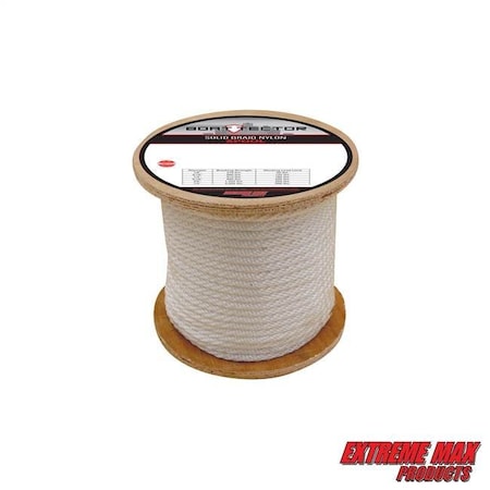 Extreme Max 3006.2207 BoatTector Solid Braid Nylon Rope - 3/8" x 500', White 3006.2207