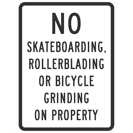 Lyle No Skateboarding, Rollerblading Or Bicycle Grinding On Prope, 18x24, Engineer Grade, White G-10210-EG_18x24