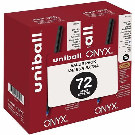 Uniball TM Onyx Rollerball Pens, 0.7 mm Conical Pen Point, Blue Ink, 3PK 2013568