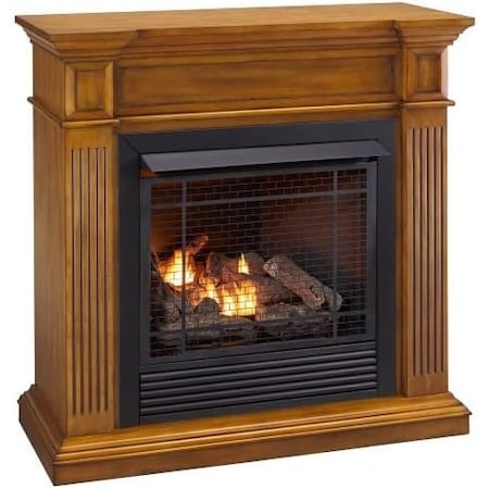 Duluth Forge Dual Fuel Ventless Gas Fireplace W/ Jefferson Series Mantel, 32,000 BTU, Medium Maple Finish FDI32R-J-MM
