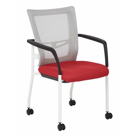 Office Star Products 8810W ProGrid Mesh Back Visitors Chair, White/ Red 8810W-9
