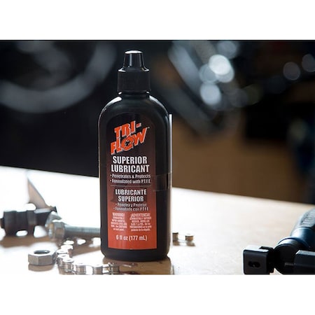 Tri-Flow General Purpose Lubricant, 2 oz, Dropper Bottle, Petroleum Distillates Base, 475 Degrees F Max Op Temp, Brown, SUPERIOR Series TF21010