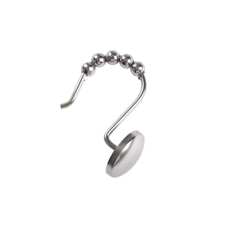 Utopia Alley Beatrice Shower Curtain Hooks for Bathroom Shower Rods Curtains, Set of 12 - Brushed Nickel HK6BN