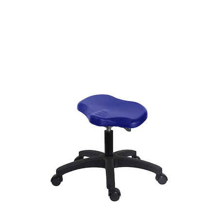 Blue Ridge Ergonomics Polyurethane Ray Sit-Stand Stool - Desk Height with Casters in Blue Polyurethane PRPDHSO-RG-RC-BLU